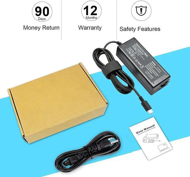 Alt view image 7 of 7 - 45W USB Type C Charger for HP Chromebook X360 14-CA00 11-AE000 14 14A 11 11A G5 G2 G6 EE 14-ca061dx 11-ae051wm 14-ca051wm 14-ca052wm 11-ae001tu 11-ae027nr TPN-LA06 Elite X2 TPN-CA01 844205-850 Adapter