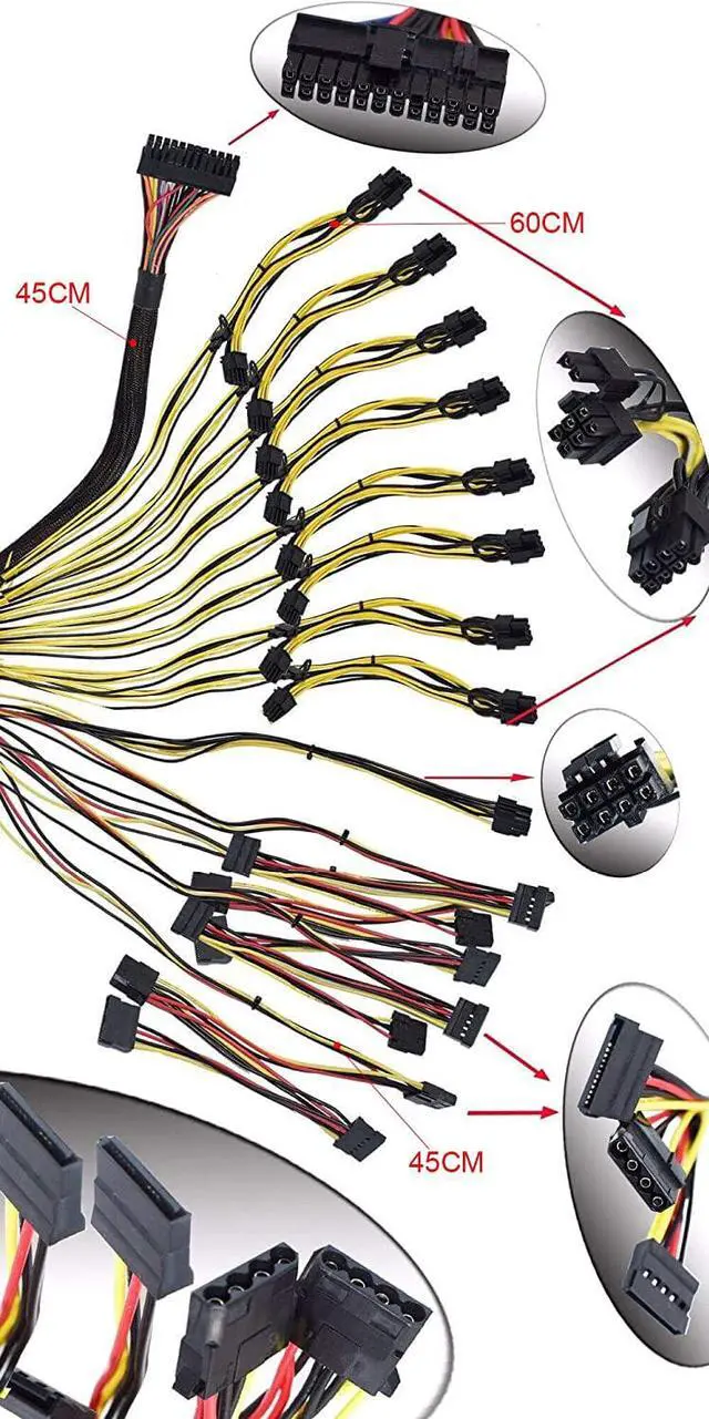 Alt view image 5 of 7 - 2000W 180-260V ATX Mining Bitcoin Power Supply 95% High Efficiency for Ethereum ETH S9 S7 L3 8GPU Cards Support Max