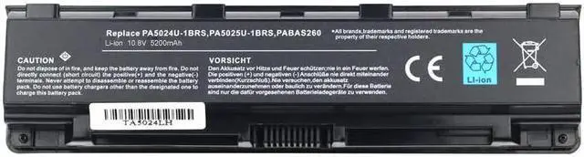 Alt view image 2 of 6 - Bay Valley PartsReplacement Laptop Battery PA5024U-1BRS PA5023U-1BRS for Toshiba Satellite PRO C850 C855 C855D C55 C55T M800 L855 L875D P855 S855 L850 P800