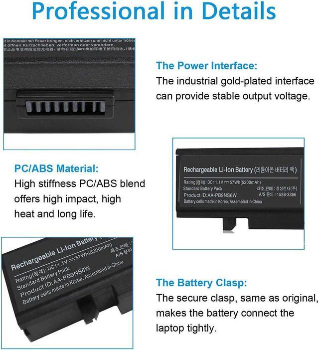 Alt view image 3 of 7 - AA-PB9NC6B AA-PB9NS6B AA-PB9MC6B NP365E5C Battery for Samsung R580 R540 RV511 NP550P5C NP350V5C NP305E5A NP300V5A NP300E5A AA-PB9NS6W AA-PB9NC6W RV515 RV510 Q430 RC512 RF510 RV520 R480 R530 R730 R470