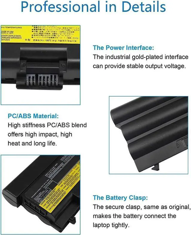 Alt view image 3 of 7 - 0A36303 0A36302 Laptop Battery Compatible with Lenovo ThinkPad T430 T530 W530 T420 T410 T520 T510 W510 W520 L412, 42T4751 42T4793 42T4755 42T4763 42T4848 45N1000 42T4791 51J0499 42T4235 (97Wh 9-Cell)