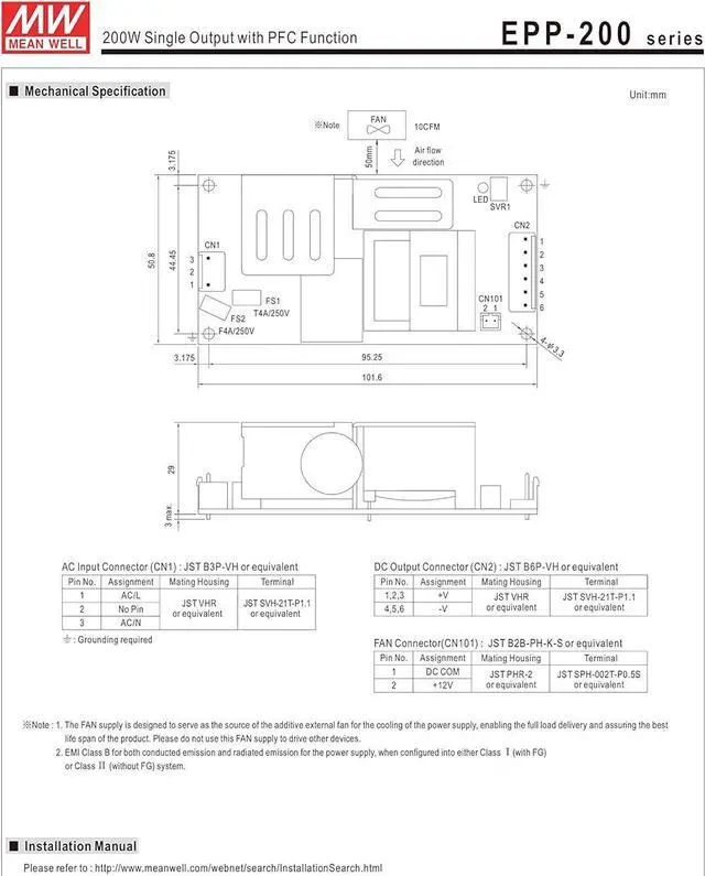 Alt view image 5 of 5 - MW Mean Well EPP-200-15 15V 13.4A 200W Single Output with PFC Function Power Supply