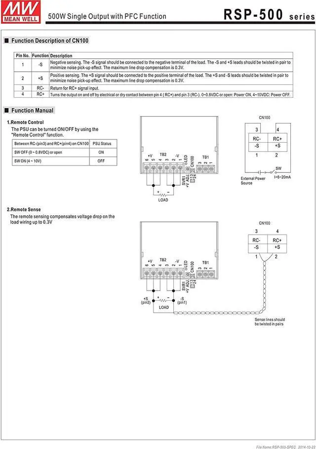 Alt view image 4 of 4 - MW Mean Well RSP-500-24 24V 21A Low Profile Switching Power Supplies