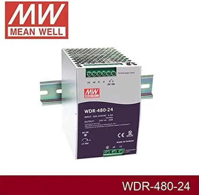 Alt view image 2 of 4 - DIN Rail PS 480W 24V 20A WDR-480-24 Meanwell AC-DC SMPS WDR-480 Series Mean Well Switching Power Supply