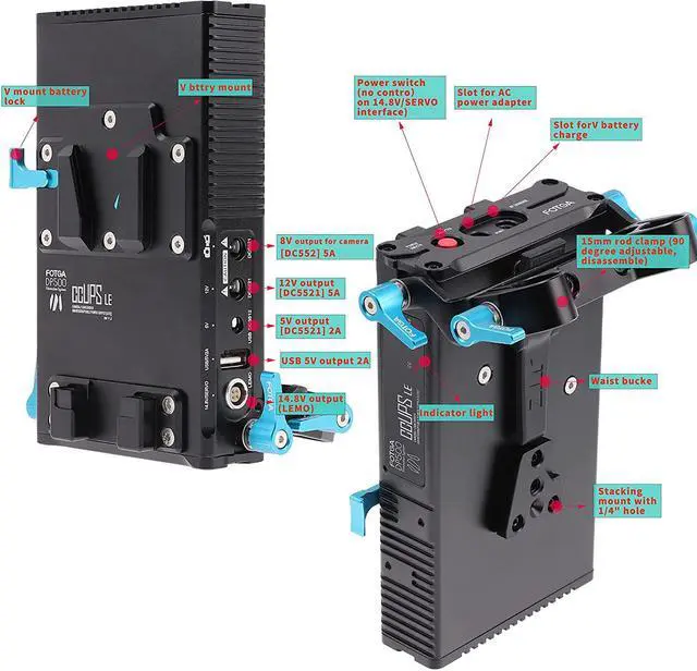 Alt view image 3 of 7 - Fotga DP500III CCUPS V Mount Plate Power Supply Distributor + Charger for Sony A7 A7R A7S II III Canon EOS R3 R5 R6 Nikon Z6 Z7 DSLR BMPCC 4K 6K Mirrorless Camera,Monitor, EVF 15mm Rod Clamp