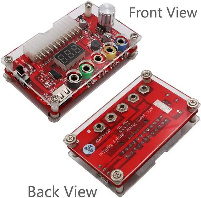 Alt view image 3 of 6 - JMT 24 Pins ATX Power Supply Breakout Board and Acrylic Case Kit Module Adapter PC Power Connector Support 3.3V/5V/12V 1.8V-10.8V(ADJ) (10pcs)