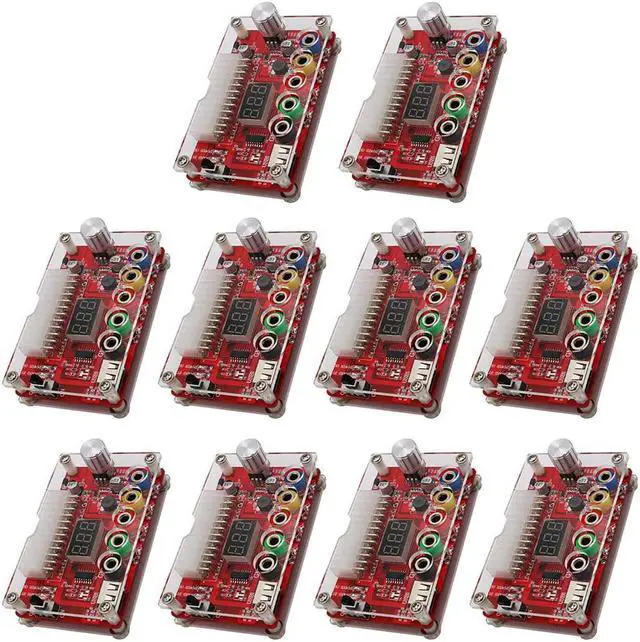 Main image of JMT 24 Pins ATX Power Supply Breakout Board and Acrylic Case Kit Module Adapter PC Power Connector Support 3.3V/5V/12V 1.8V-10.8V(ADJ) (10pcs)