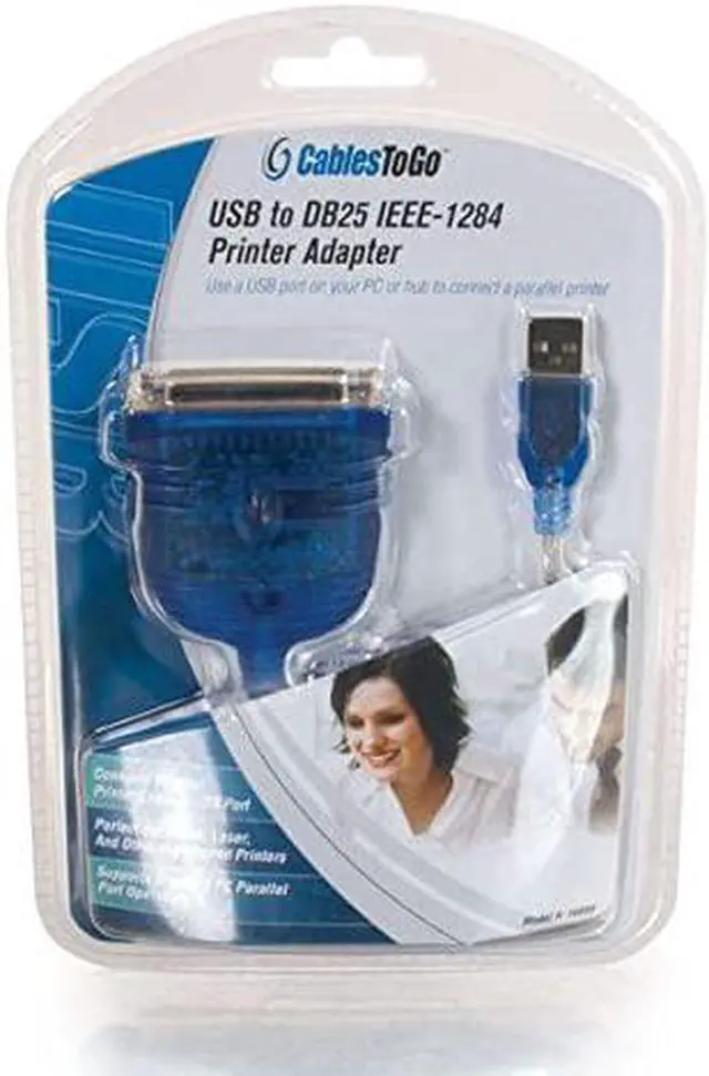 Alt view image 4 of 6 - C2G USB to Parallel Printer Cable - DB25 Adapter Connects Printers to Computer USB Ports - 6ft Cable with Molded Connectors for Durability - 16899