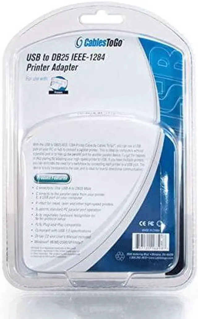 Alt view image 5 of 6 - C2G USB to Parallel Printer Cable - DB25 Adapter Connects Printers to Computer USB Ports - 6ft Cable with Molded Connectors for Durability - 16899