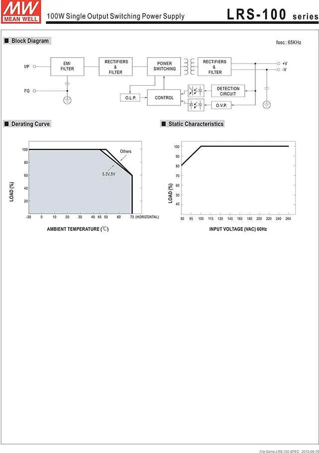 Alt view image 4 of 5 - MW Mean Well LRS-100-5 5V 18A 90W Single Output Switching Power Supply