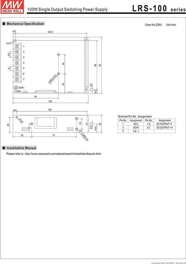 Alt view image 5 of 5 - MW Mean Well LRS-100-5 5V 18A 90W Single Output Switching Power Supply