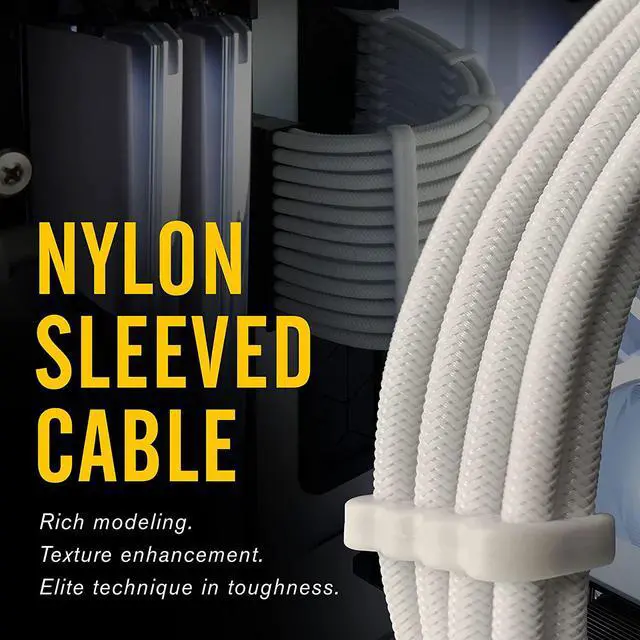 Alt view image 2 of 7 - EZDIY-FAB Premium PSU Replacement Soft Nylon Sleeved Cables Kit for Corsair Type 4 RM Black Label RMi/RMX-White