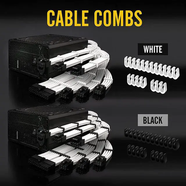 Alt view image 5 of 7 - EZDIY-FAB Premium PSU Replacement Soft Nylon Sleeved Cables Kit for Corsair Type 4 RM Black Label RMi/RMX-White