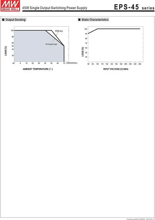 Alt view image 4 of 4 - MW Mean Well EPS-45-12 12V 3.75A 45W Single Green Open Frame Output Switching Power Supply