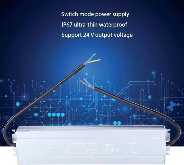 Alt view image 4 of 7 - Power Supply,Ultra-Thin Waterproof Switching Electric Source HRUW-150W-24V 100-240VAC AC-DC Power Supply50/60HZ