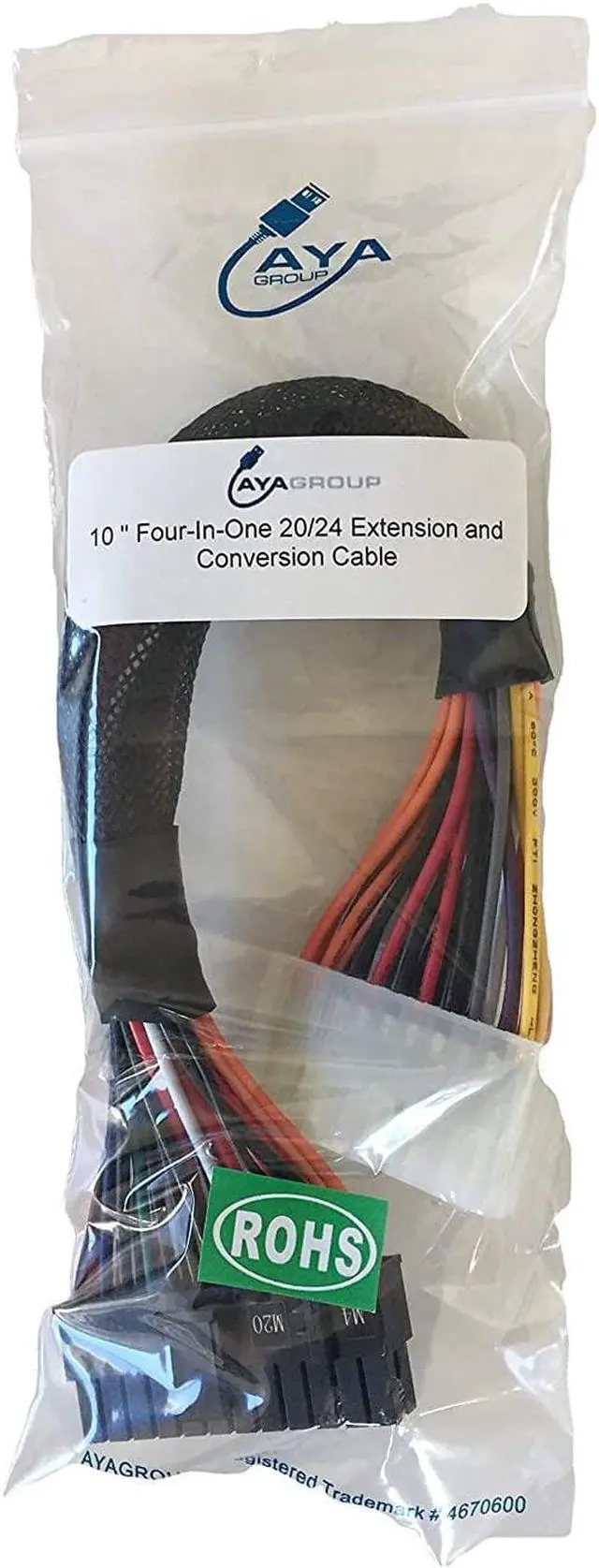 Alt view image 4 of 4 - AYA 10" ATX 24-Pin (20+4Pin) to 24-Pin PSU Extension/Conversion Cable