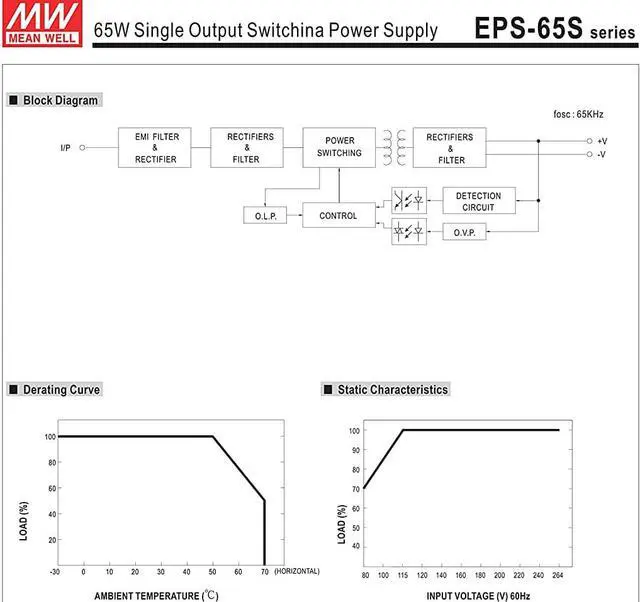 Alt view image 4 of 5 - MW Mean Well EPS-65S-12 12V 5.42A 65W Single Output Switching Power Supply