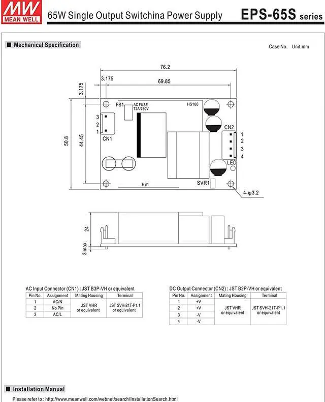 Alt view image 5 of 5 - MW Mean Well EPS-65S-12 12V 5.42A 65W Single Output Switching Power Supply