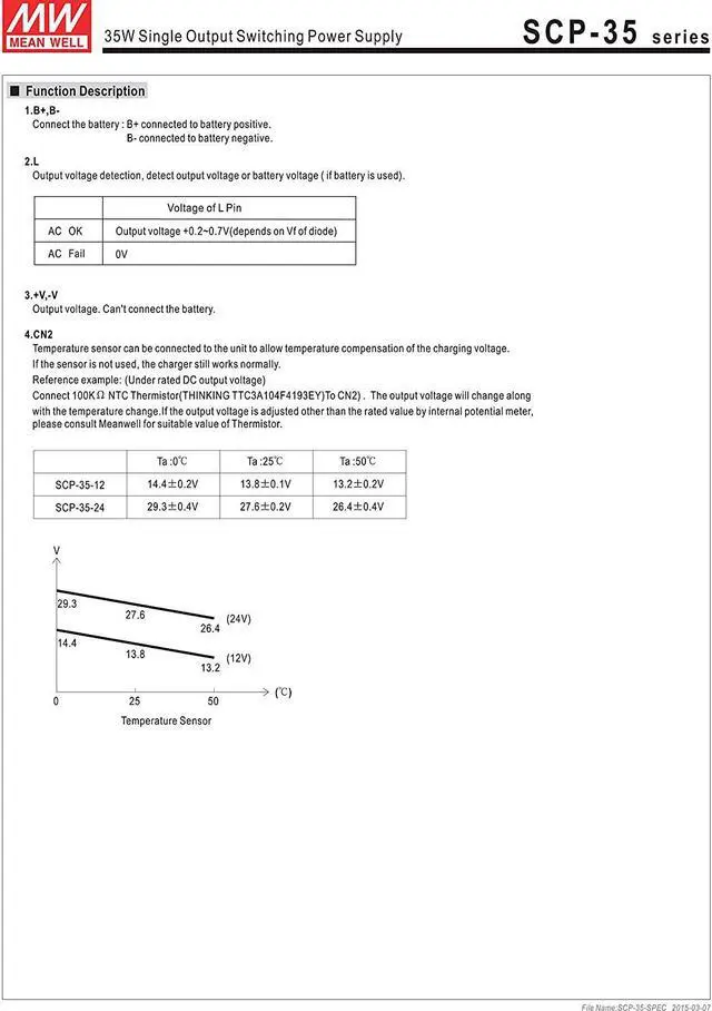 Alt view image 4 of 4 - MEAN WELL SCP-35-12 13.8V 2.6A 35.9W Single Output Switching Power Supply Security Series/ATX Power