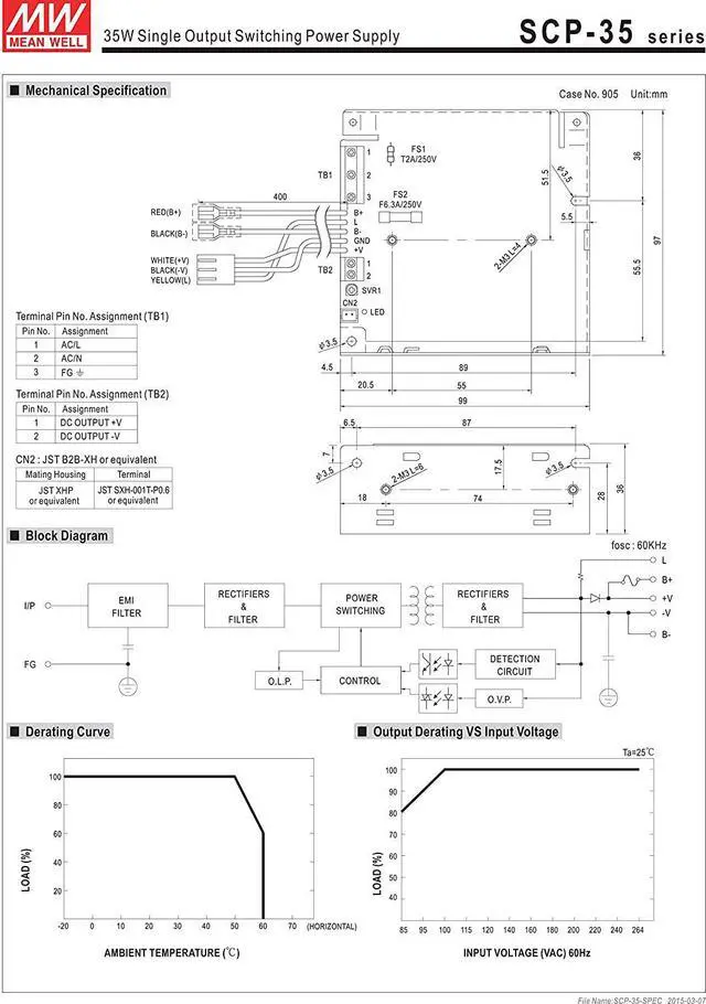 Alt view image 3 of 4 - MEAN WELL SCP-35-12 13.8V 2.6A 35.9W Single Output Switching Power Supply Security Series/ATX Power