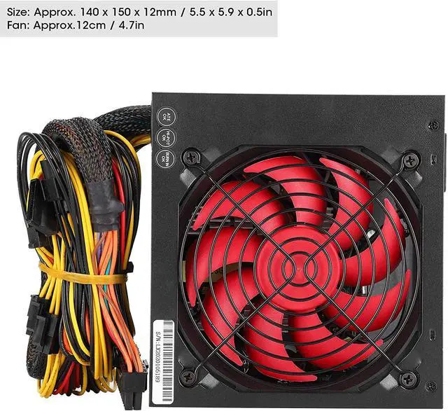 Alt view image 5 of 7 - EBTOOLS Computer Power Supply, 500W Adjustable 115/230V PC Desktop Power Supply with Red Silent Fan, Low Energy Consumption(US Plug)