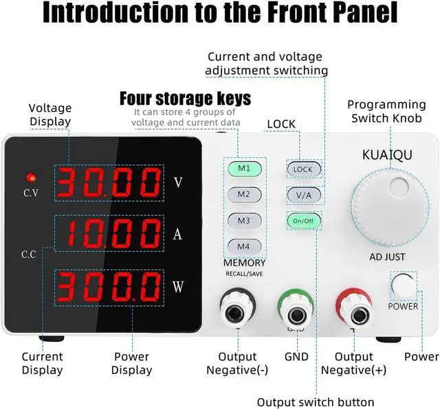 Alt view image 6 of 6 - DONCK Portable Power Supply Lab Programmable Find Regulated Power Supply 30V 10A 60V 5A 120V 3A DC Power Supplies Adjustable High Precision Memory Function Power Voltage Converter (Color : 120V 3A)