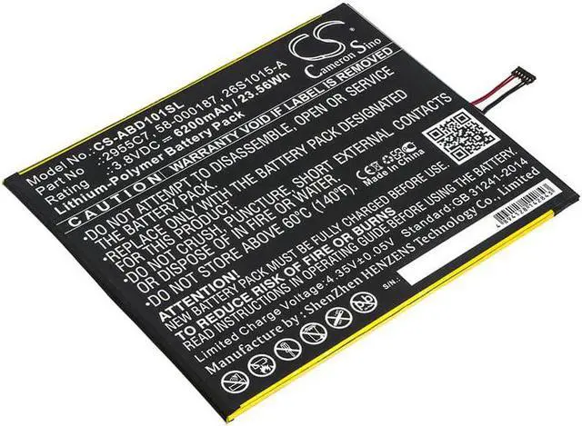 Main image of 58-000187 6300mAh Battery Replacement for Fire HD 10.1 7th Gen SL056ZE 2017 Series Laptop 26S1015 2955C7 26S1015-A 3.8V