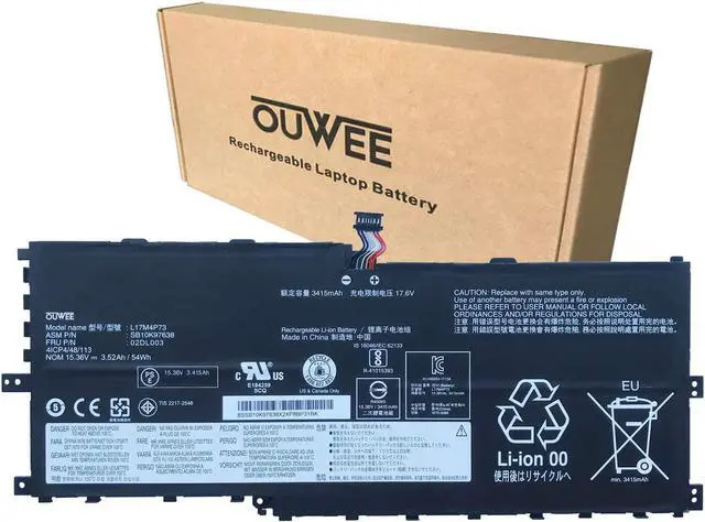 Main image of OUWEE L17M4P73 Laptop Battery Compatible with Lenovo ThinkPad X1 Yoga 3rd Gen Series Notebook SB10K97638 01AV499 L17C4P71 SB10K97624 01AV475 L17M4P71 SB10K97623 01AV474 02DL003 15.36V 54Wh 3520mAh