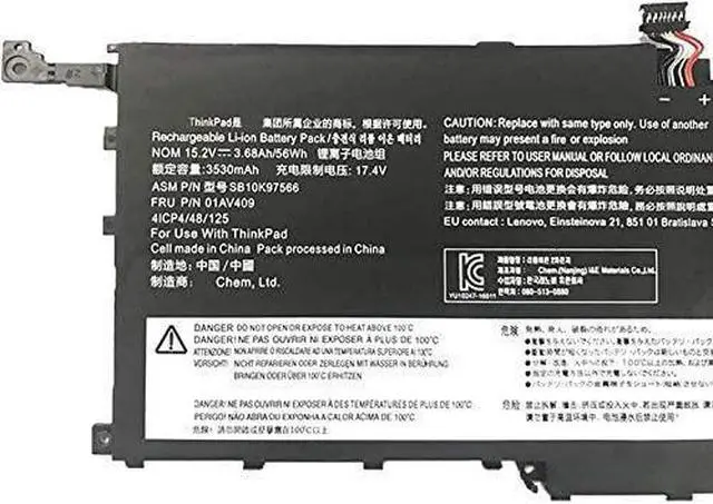 Alt view image 3 of 4 - Batterymarket 01AV409 Replacement Laptop Battery Compatible with Lenovo ThinkPad X1 Yoga Gen 1 Carbon Gen 6 Series Notebook 01AV410 SB10K97566 SB10K97567-15.2V 56Wh/3680mAh