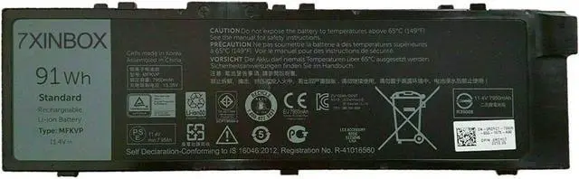 Main image of 7XINbox 11.1 V 91Wh MFKVP T05W1 0GR5D3 0FNY7 0RDYCT 0TWCPG GR5D3 RDYCT TWCPG Replacement Laptop Battery for Dell Precision 15 7510 17 7710 17 M7710