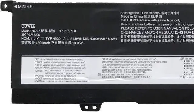 Alt view image 2 of 5 - OUWEE L17L3PE0 Laptop Battery Compatible with Lenovo Yoga 730-15IWL Yoga 730-15IKB Series Notebook L17C3PE0 5B10Q39196 5B10Q39197 11.4V 51.5Wh 4520mAh