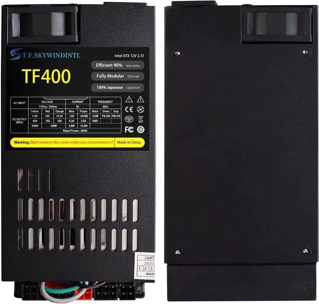 Alt view image 5 of 7 - T.F.SKYWINDINTL Flex ATX Power Supply 350W 1U Fully Modular PSU 90-264V AC with 1x20/24Pin Mainboard Power,2xSATA Ports, 2xIDE Fan Power for Rack Mount Case Desktop Server POS AIO System