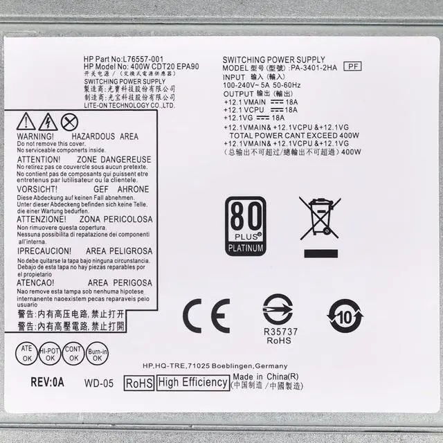 Alt view image 7 of 7 - S-Union Upgraded 942332-001 400W Power Supply Compatible with HP 280 288 285 480 600 680 800 G3 G4 Power Supply PA-3401-1HA L04618-400 942332-001 L04618-800 PA-3401-2HA PSU Power Supply