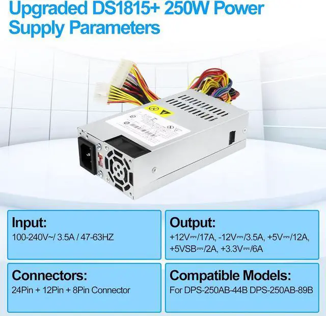 Alt view image 6 of 7 - S-Union Upgraded DS1815+ 250W Power Supply Compatible with Synology DS1815+ DS1812+ DS1513+ DS1512+ DS1010+ RS814 +RS815 DS2015xs DS1511+ DS1813+ DS1515+ QNAP TS531 DPS-250AB-44B New Power Supply