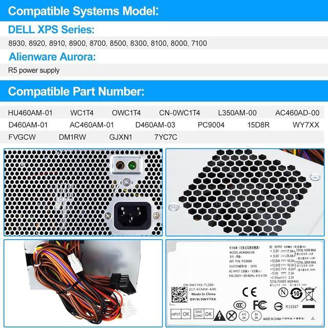 Alt view image 2 of 7 - S-Union Upgraded HU460AM-01 WC1T4 D460AM-03 460W Power Supply Compatible with Dell XPS 8930 8920 8910 8900 8700 8300 8100 Power Supply,Replace DPS-460DB-15 AC460AM-01 L350AM-00 WY7XX Power Supply