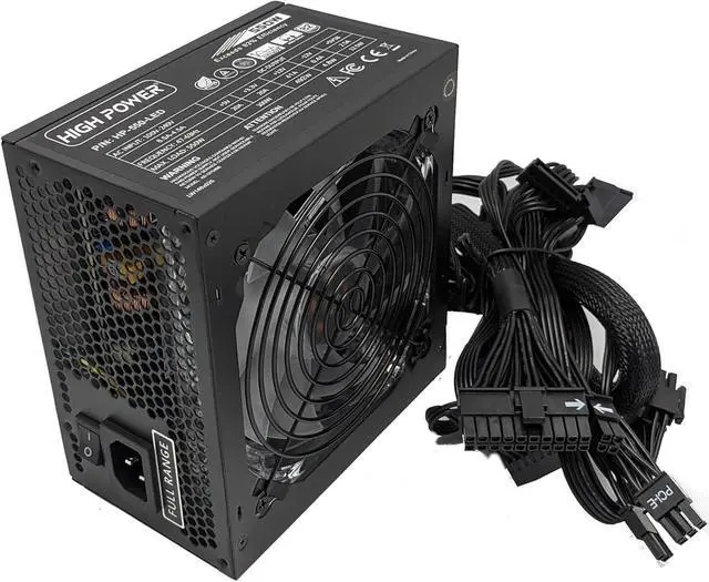 Alt view image 3 of 7 - HIGH POWER 550W Quiet Blue LED Fan 80plus Efficient Dual PCIe Upgrade Desktop PC/AMD Ryzen Gaming Power Supply