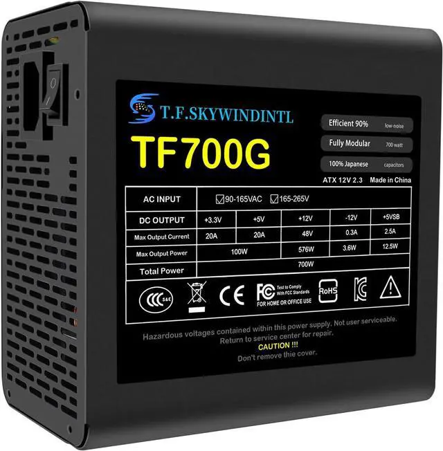 Alt view image 4 of 7 - T.F.SKYWINDINTL 700W Power Supply ATX Fully Modular Gaming PSU Full Voltage 90-265V Active PFC with PDB Fan for Desktop Server
