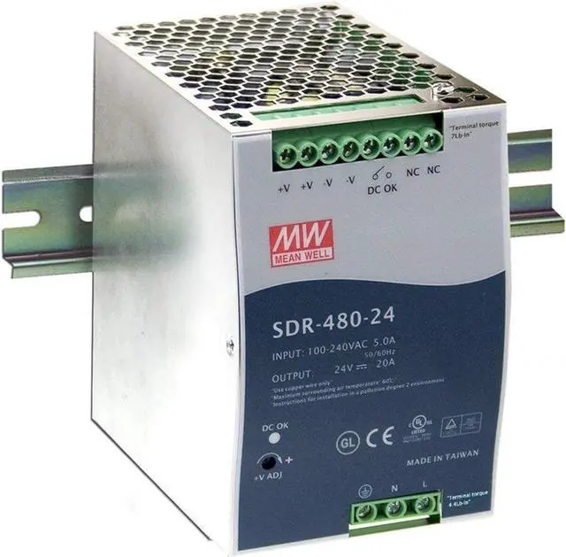 Main image of MW Mean Well SDR-480-48 48V 10A DIN Rail Power Supplies