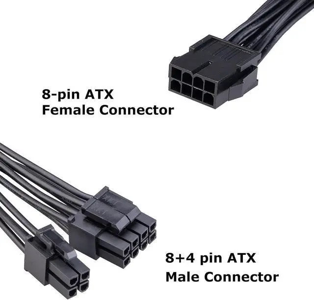 Alt view image 2 of 7 - Akasa 8-Pin to 8+4-Pin Power Adapter Cable | Converts 8-pin ATX PSU to 8+4 pin ATX Motherboard Power Connectors | Black | 15cm | AK-CBPW22-15