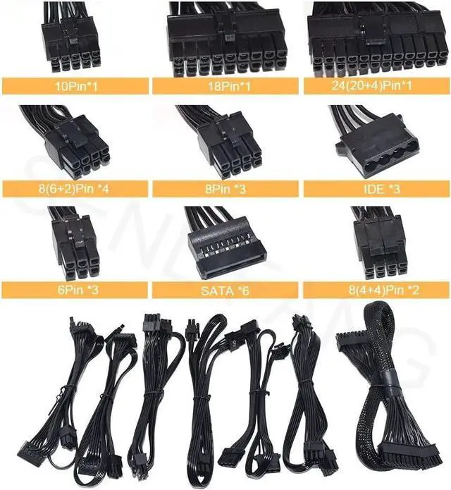 Alt view image 7 of 7 - ATX 850W Full Modular 80Plus Gold Certified RGB 12V PC Power Supply Professional E-Sports Video Game Computer Power Supply