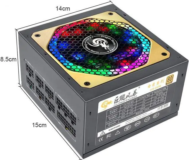 Alt view image 3 of 7 - ATX 850W Full Modular 80Plus Gold Certified RGB 12V PC Power Supply Professional E-Sports Video Game Computer Power Supply