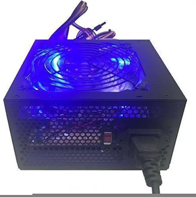 Main image of Shark Technology 750 Watt Quiet 120mm Blue LED Fan Black ATX 12V 2.0 PSU with All Braided Sleeving Cables and PCIe Power Connector Gaming PC System Power Supply