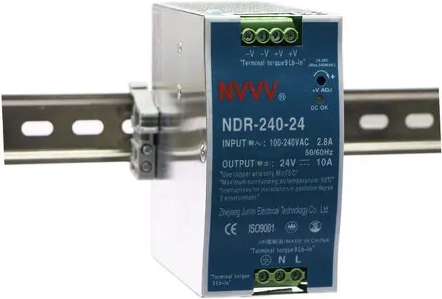Alt view image 7 of 7 - NDR-240-24 24V 10 Amp 240W Industrial DIN Rail Power Supply PFC