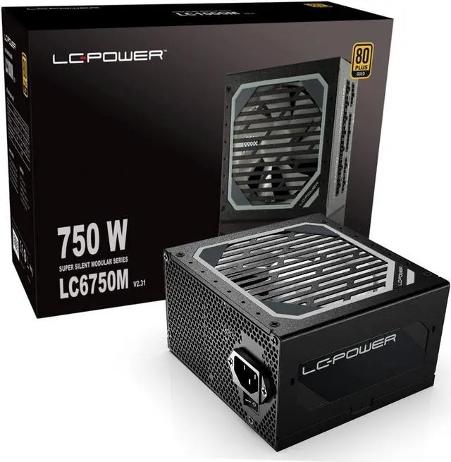 Main image of LC-Power PC 750W Power Supply, Super Silent Modular Serie 80+ Gold, Full Modular PSU 750 Watt, Active PFC ATX, 120mm Fan LC6750M (750W)