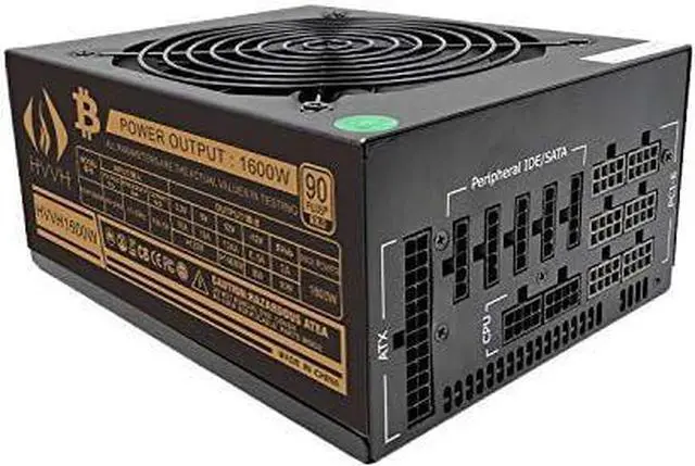 Alt view image 2 of 7 - HVVH High Power 24 Pin Miner/BTC/ETC GPU ATX Fully Modular 1600W Power Supply Support Double CPU Mining Server and Computer Designed for US Voltage 110V 1600W