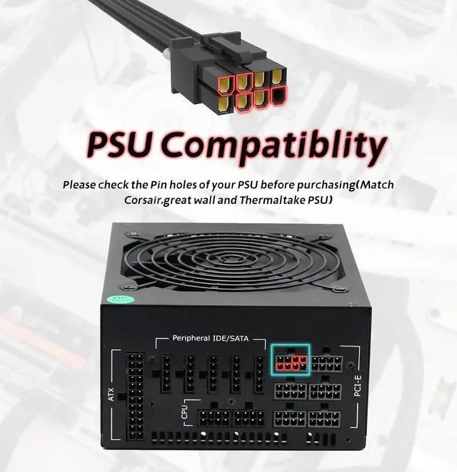 Alt view image 6 of 7 - Sirlyr 90 Degree Connector 12VHPWR Cable,PCIE 5.0 Power Supply,Sleeved 16 Pin GPU Cables for ASUS RTX3090Ti 4080 4090 Graphic Card Compatible ASUS,EVGA,Seasonic Modular Power Supply Black