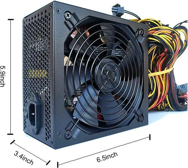 Alt view image 2 of 7 - 1000W Mining Power Supply for 8 GPUs ETH Rig Ethereum Miner with Auto-Thermally Controlled Fan, Mining Rig PSU ATX PC Power Supply Designed 110V PSU