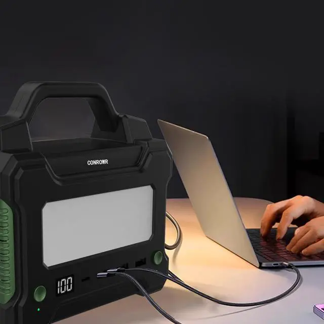 Alt view image 3 of 7 - CONROWR Portable Power Station 150Wh Camping Solar Generator Laptop Charger with 110V 150W Peak AC Outlet, USB Ports LED Flashlights DC Ports for CPAP Home Camping Emergency balck