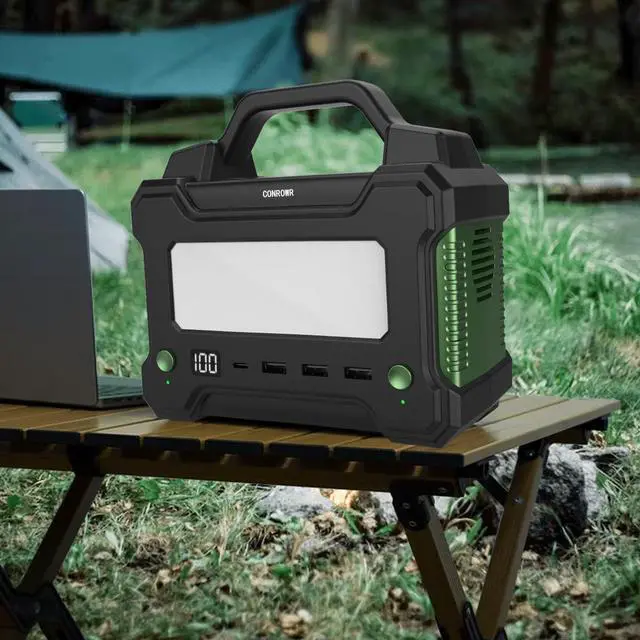 Alt view image 4 of 7 - CONROWR Portable Power Station 150Wh Camping Solar Generator Laptop Charger with 110V 150W Peak AC Outlet, USB Ports LED Flashlights DC Ports for CPAP Home Camping Emergency balck