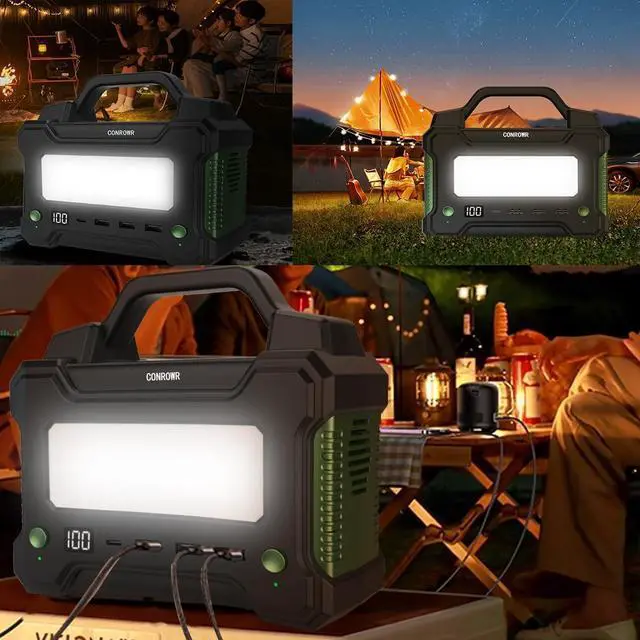 Alt view image 5 of 7 - CONROWR Portable Power Station 150Wh Camping Solar Generator Laptop Charger with 110V 150W Peak AC Outlet, USB Ports LED Flashlights DC Ports for CPAP Home Camping Emergency balck
